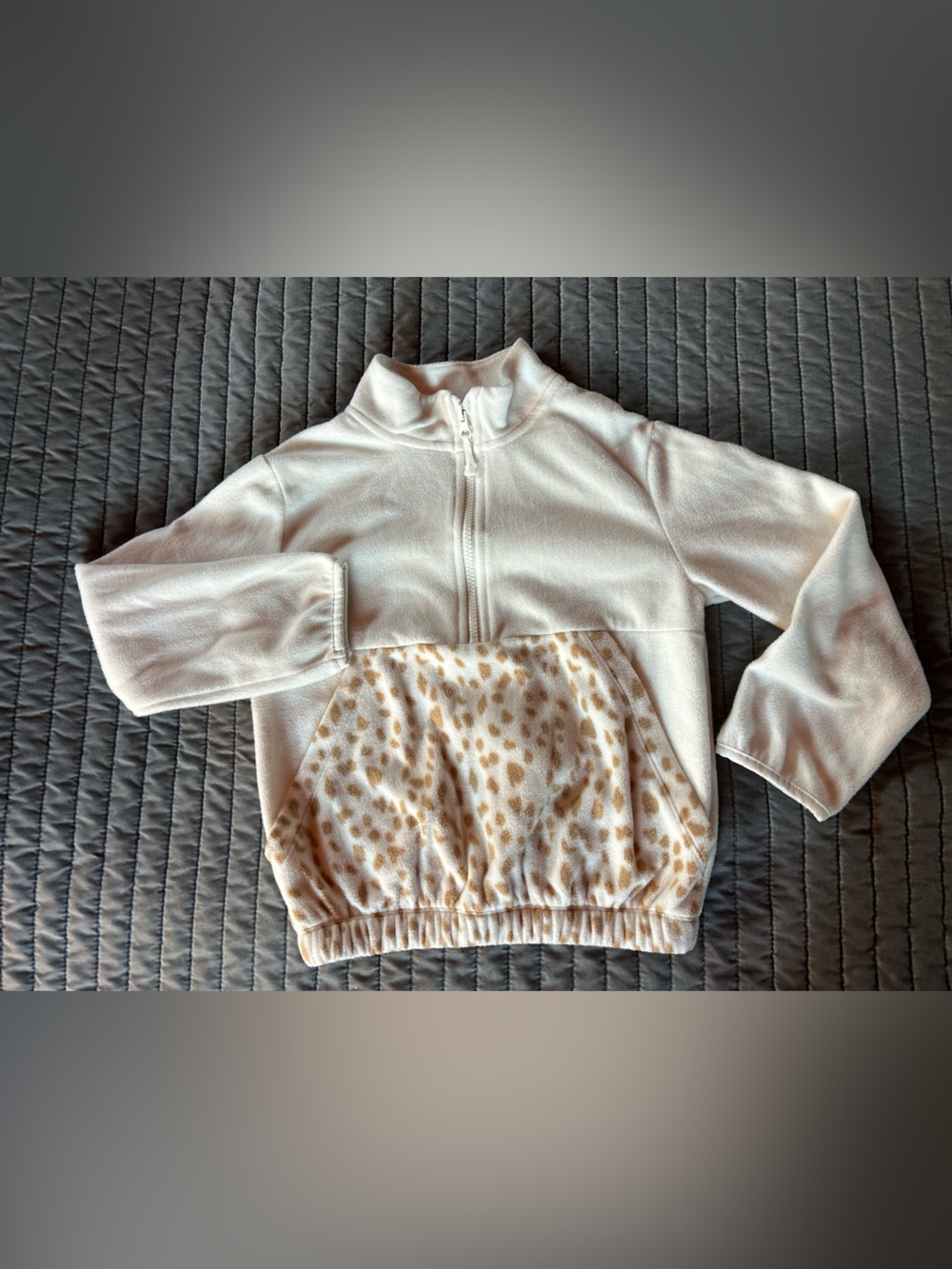 Athletic Works Cream Fleece Pullover with Leopard Pocket